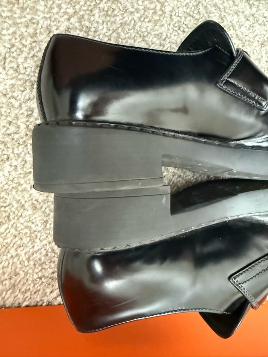 Prada Black Leather Platform Loafers size US7.5 IT37.5 authentic - Picture 12 of 16